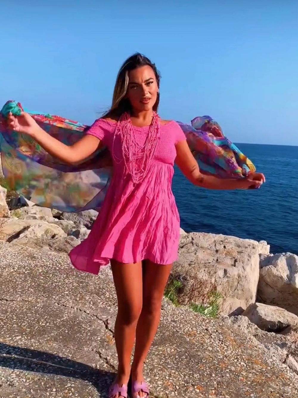 Antica Sartoria Pink Off-Shoulder short Summer Dress O/S NWT